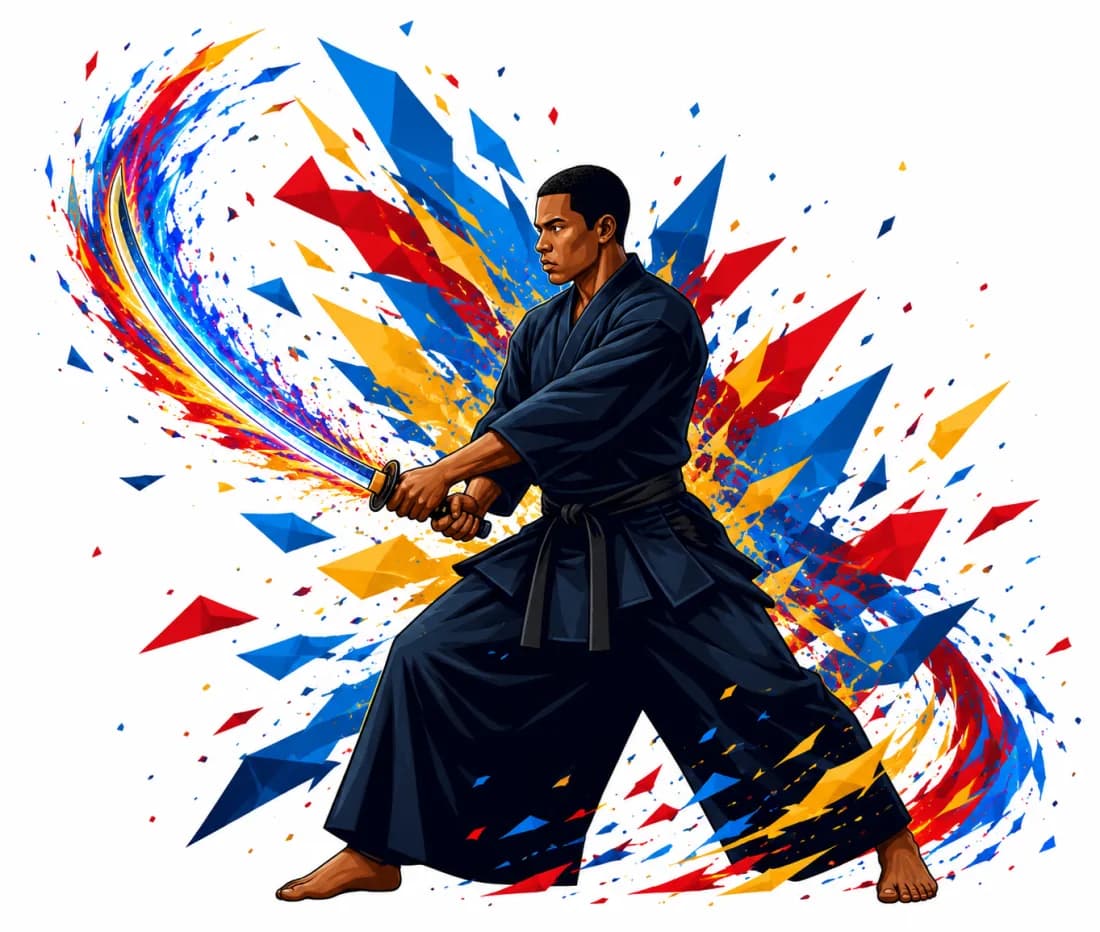 Pratiquant de Haidong Kumdo au sabre
