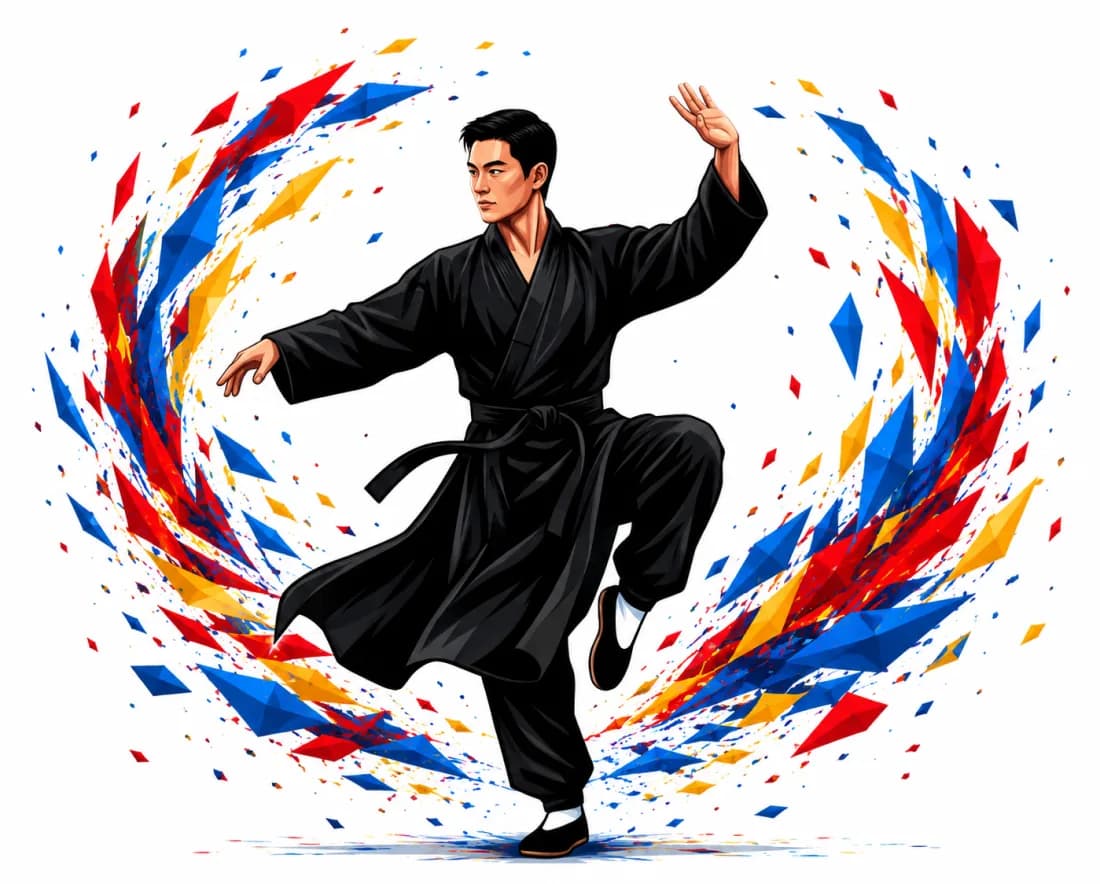 Pratiquant de Taegukkwon en mouvement lent